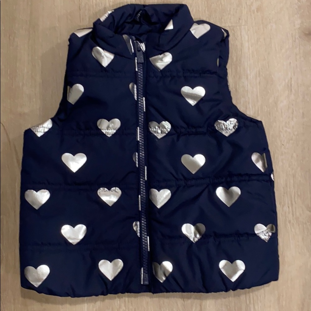 NWT Gap Baby Metallic Heart Puffer Vest